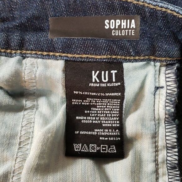 Kut From The Kloth Sophia Denim Culottes Jeans 2 Dark Wash - Picture 10 of 11